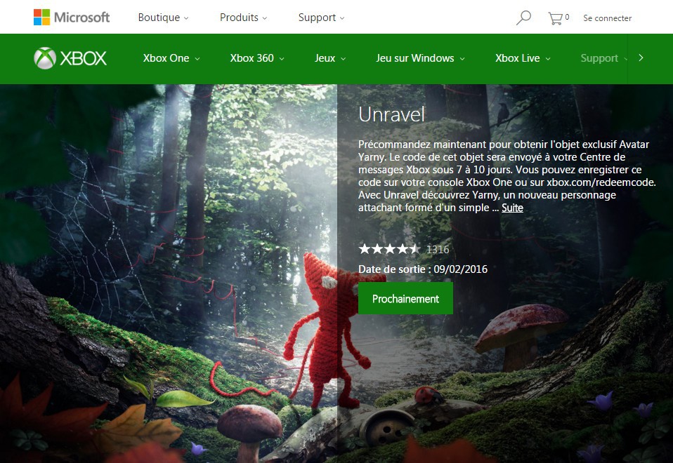 Fiche Unravel site Xbox